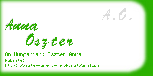 anna oszter business card